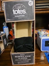 Totes Toasties Slippers Black Plaid Soft Memory Foam Shoe Mens Size M 8-9