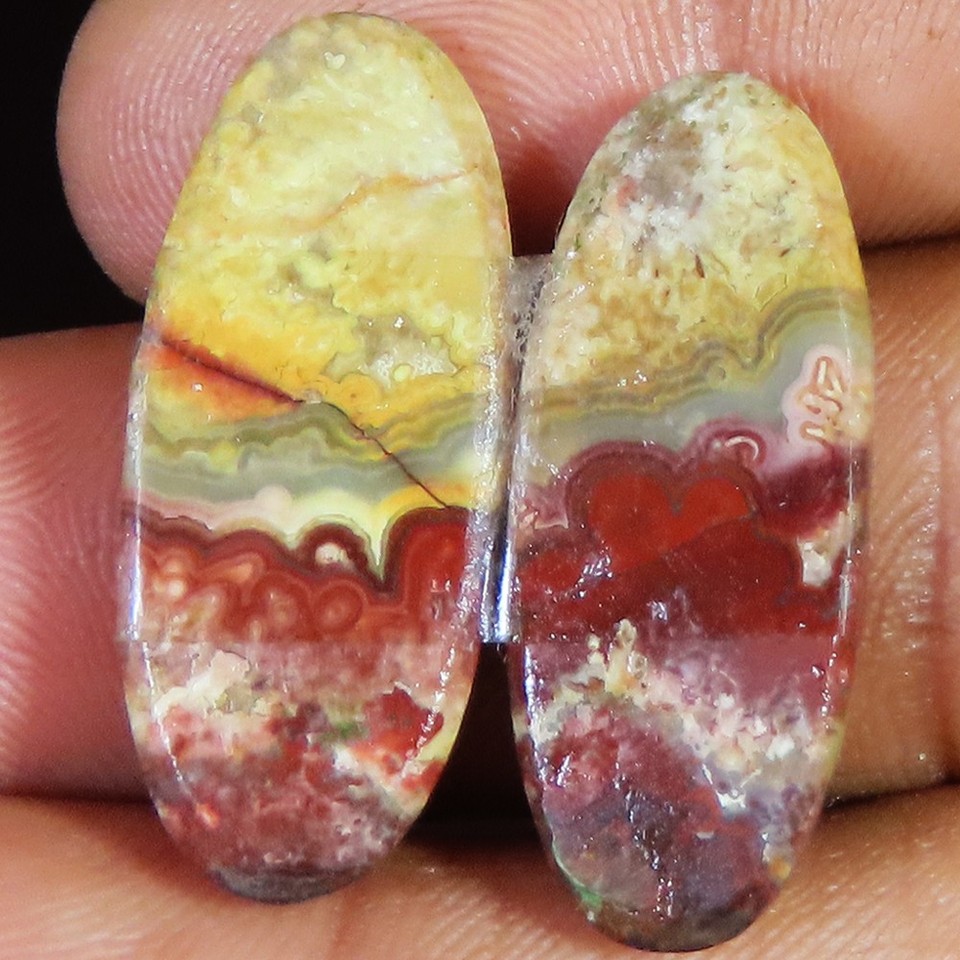 (11x28x4 MM) 25.05 Cts Natürlich Verrückt Spitze Achat Paar Oval ...