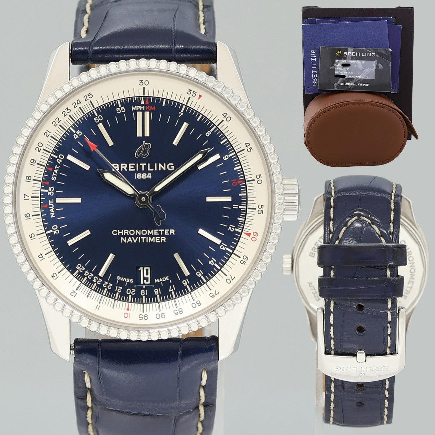 PAPERS MINT Breitling Navitimer Blue Leather Chro… - image 1