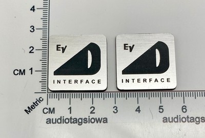 EV Electro-Voice Interface D Badge Logo Small 1''  Square Incised Acrylic PAIR