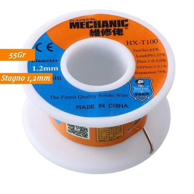 STAGNO IN ROCCHETTO 63% sn 37% pb 55GR. 1,2MM PER SALDARE SALDATURA HIGH QUALITY