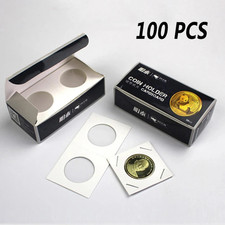 100 PCS 40mm 2x2 inch Cardboard Coin Holders Flips for Morgan, Peace, Ike Dollar