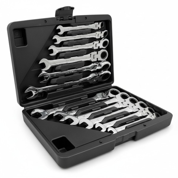 Ringmaul Gelenk RatschenschlüSsel Set 12-Tlg Maulring RatschenschlüSsel 8-19Mm-image