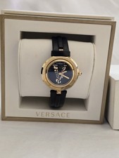 Versace Virtus Infinity Women Black Gold Band 34mm Watch