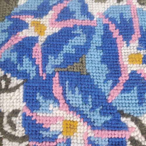 Vintage 10x12 Framed Needlepoint Morning Glories Wall Hanging - Picture 3 of 4