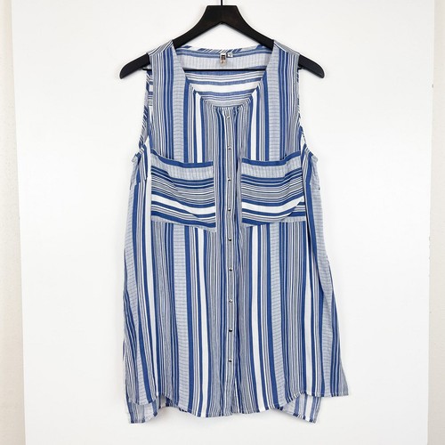 Kut from the Kloth Size M Tunic Striped Sleeveless Blouse Top Blue White - 第 1/12 張圖片