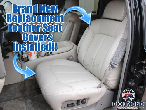 00-02 Chevy Tahoe 4x4 2x4 Z71 LT - Fundas de asiento de cuero completas del lado del conductor bronceado - Imagen 9 de 11