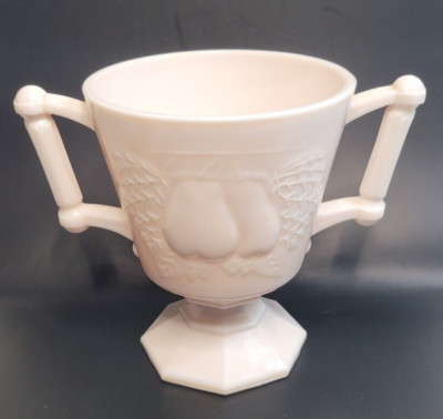 Vintage Jeannette Pink Milk Glass Open Sugar Bowl Pear Pattern 4.5''
