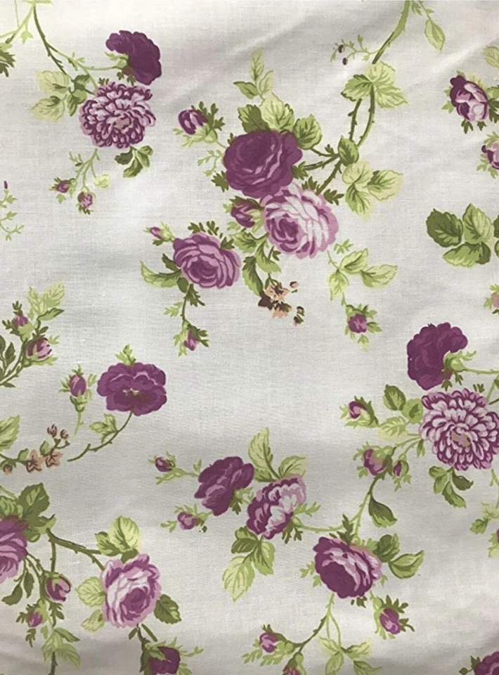 "Tela de polialgodón vintage con estampado floral de rosas por yarda, 58""/60"" de ancho" Foto 2 de 2