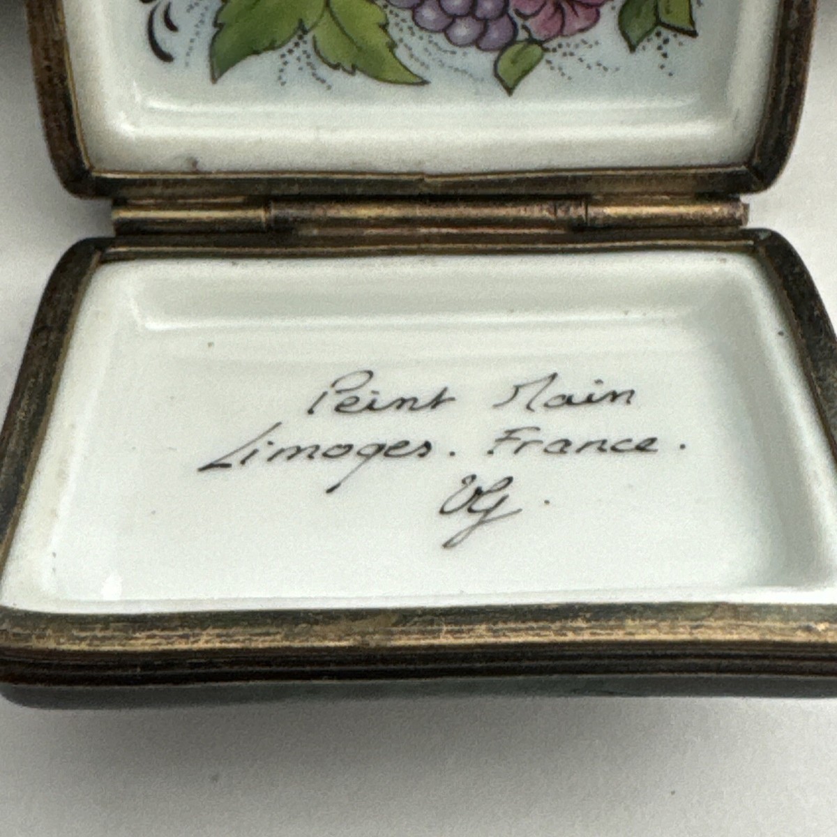 Limoges France Peint Main Black And Green Tiny Suitcase Travel