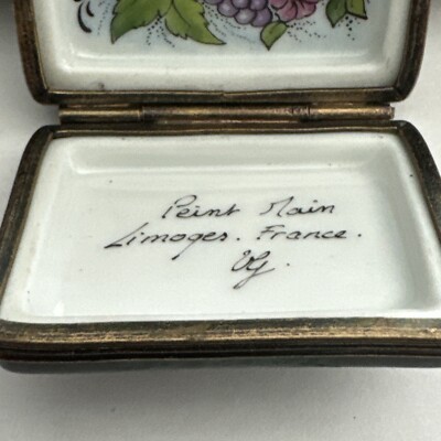 Limoges France Peint Main Black And Green Tiny Suitcase Travel