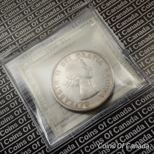 1958 Canada $1 Silver Dollar Coin - ICCS MS 65 - BC Totem Pole #coinsofcanada