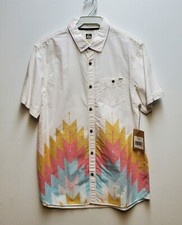 REEF AZTEC Men's S/S Woven Shirt - Natural - Medium - NWT