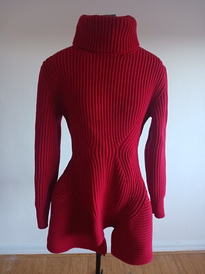 alexander mcqueen sweater roll neck red wool cashmere women