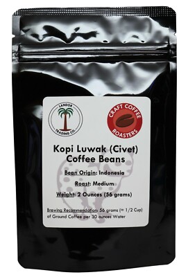 Kopi Luwak Coffee 2 Oz (56 grams) - Whole Bean - Medium Roast