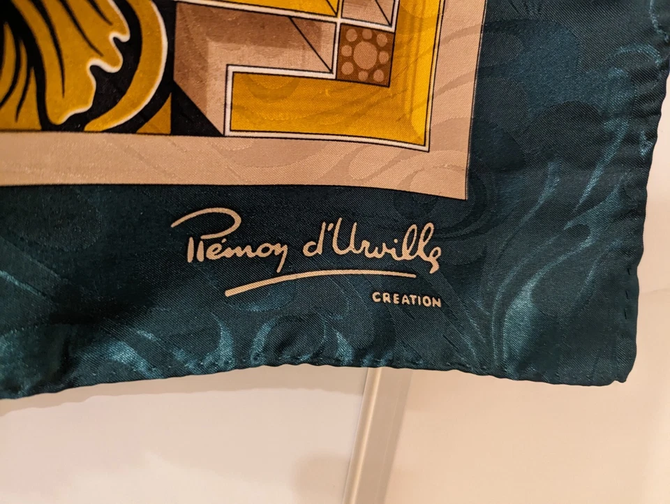Autêntico Luxo Vintage Anos 90 - Remoy D'Urville - Seta de Seda 34" Cachecol Retrô - Imagem 4 de 4