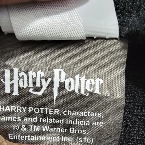 Harry Potter Hogwarts Cresta Tejida Slytherin Negro Gris Bufanda Talla Única Foto 3 de 4