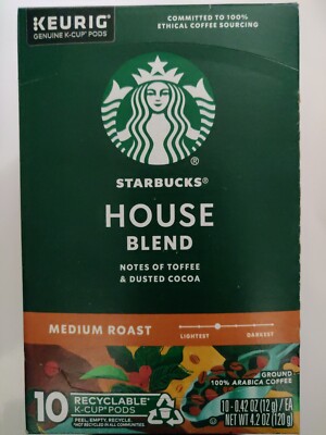 Starbucks HOUSE BLEND Medium Roast Coffee 10 K-Cup/Pods  
