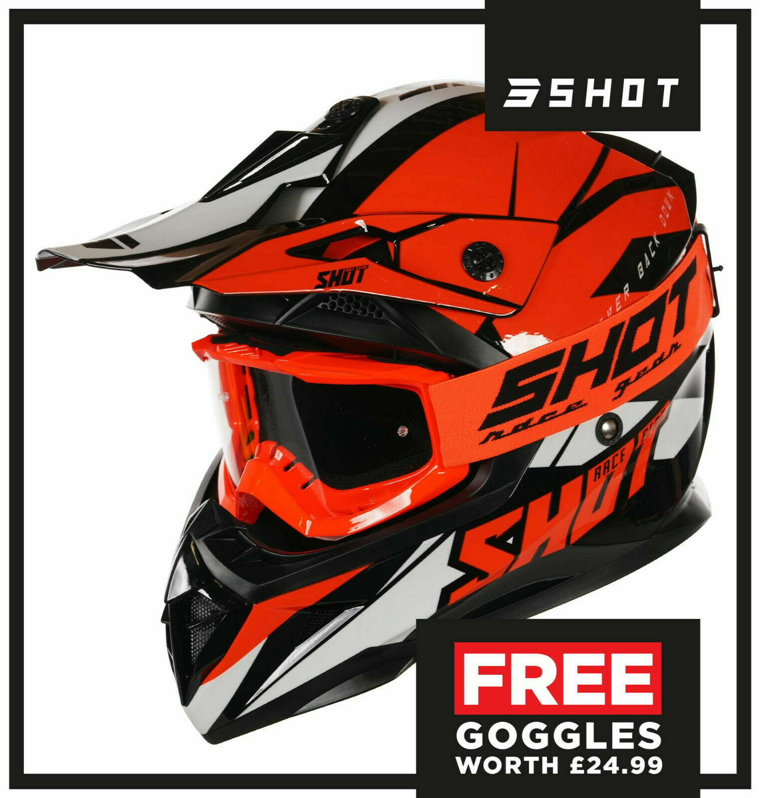 NUOVO 2019 Shot Furious Ultimate Casco Motocross MX Enduro Blu Neon Arancione KTM