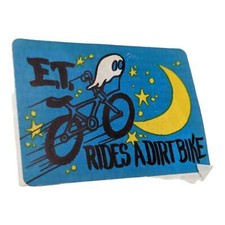1980s ET Rides A Dirt Bike Sticker Extra-Terrestrial Movie Motorcycle Vintage