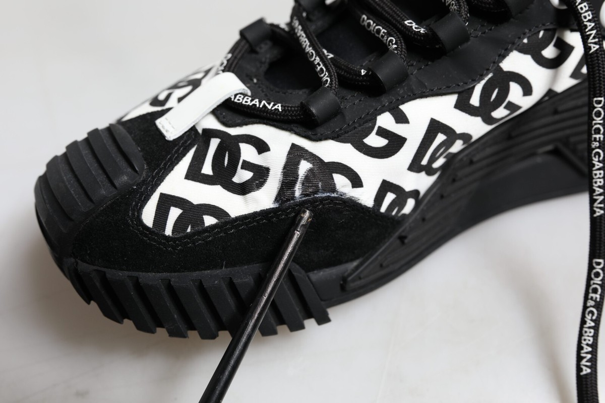DOLCE & GABBANA Shoes Black Logo Lace Up Low Top NS1