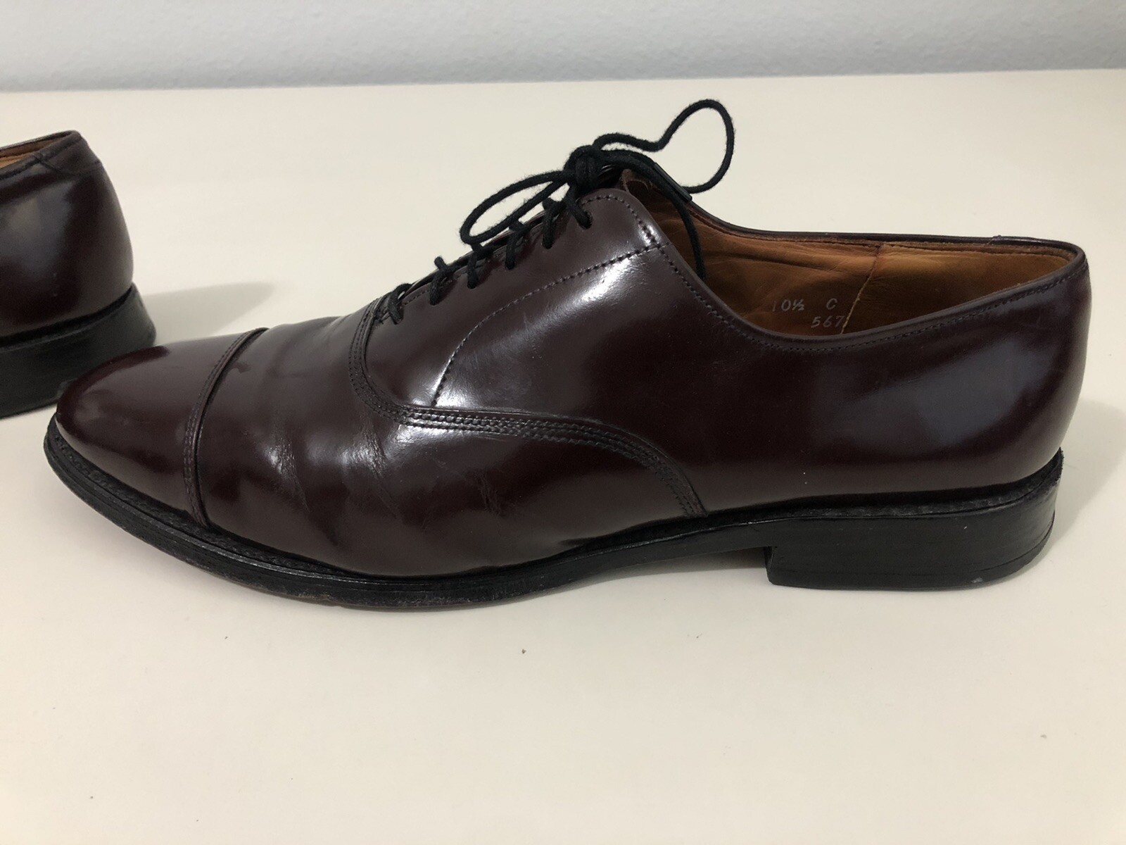 BURGANDY ALLEN EDMONDS PARK AVENUE LEATHER OXFORD DRESSS SHOES MENS SIZE 10.5C