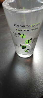Bacardi Mojito 4 Steps To Fresh glass, NEW & Sealed, appx. 6'' tall, 12 oz.