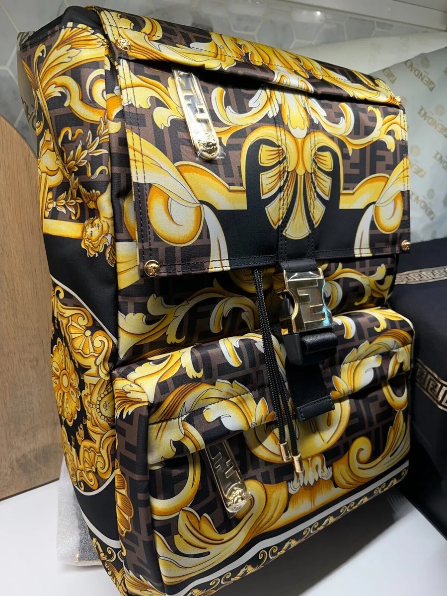 FENDACE GOLD BAROQUE Backpack Printed Medium Bag VERSACE X FENDI
