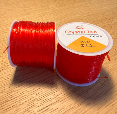 100 mtr elastisches 1,0mm Nylon Nylonschnur ROT Schmuckschnur rotes Nylonband