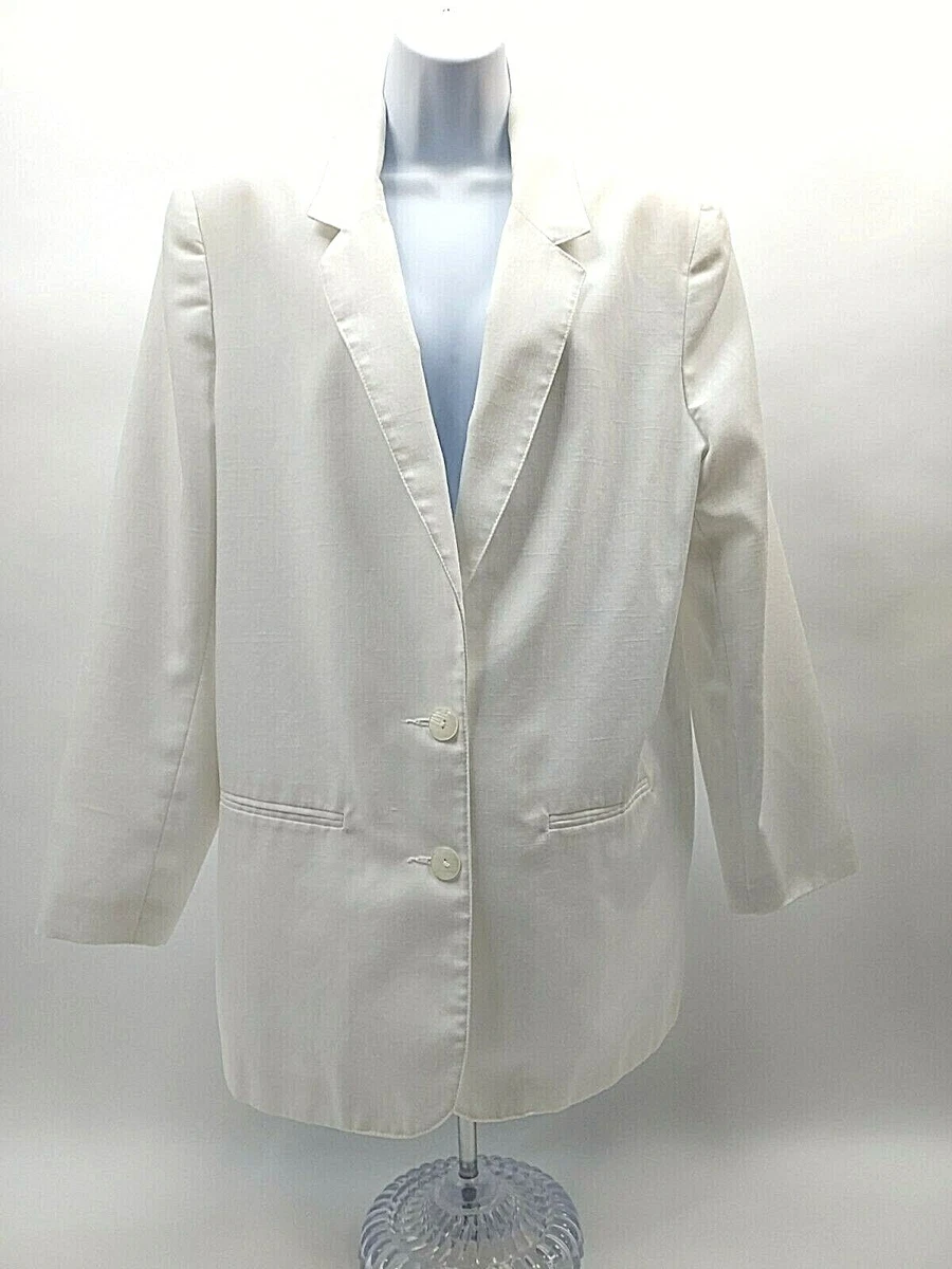 Vintage Sag Harbor Womens Suit Top Jacket Size S14 White Lined