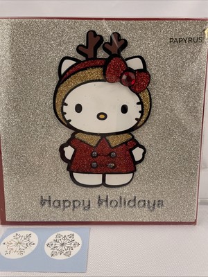 PAPYRUS HELLO KITTY HAPPY HOLIDAY SEASON CHRISTMAS CARD EMBELLISHED! By SANRIO