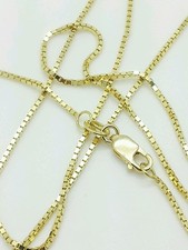 10k Solid Yellow Gold Box Link Necklace Pendant Chain 16" - 30" 1.0mm