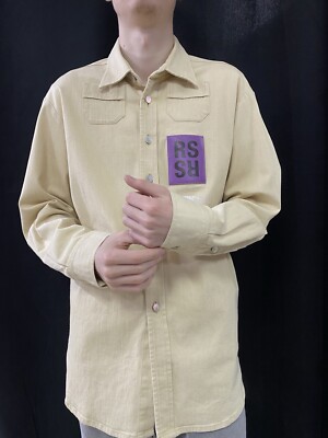 Vintage Raf Simons 15SS Two Pocket RS Walker Patch Shirt Beige Rare