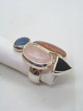 ANELLO in ARGENTO 925 con PIETRE DURE naturali:Quarzo Sodalite Diaspro Ossidiana