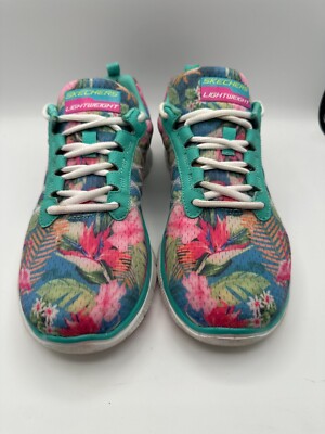 Womens Skechers Light Weight multicolor floral sneakers shoes