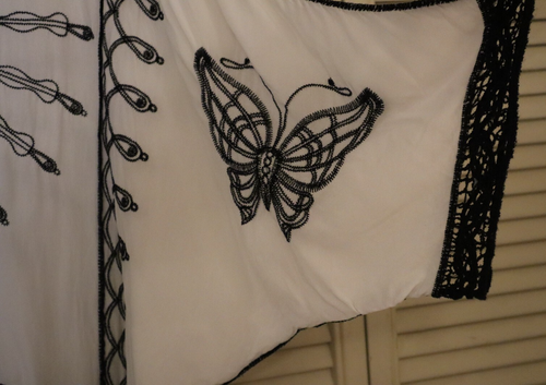 Drapers & Damons Womens Blouse L White & Black Crochet Butterfly Blouse Unique - Picture 5 of 11