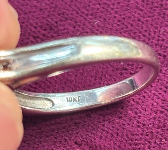 10K Solid White Gold Ring Featuring Two ~.05ct Di… - image 4