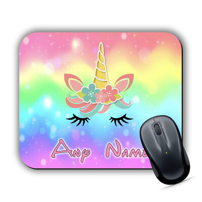 Personalisierte süße Mausmatte Regenbogen-Einhorn PC Mac Computer Name Mädchen Geschenk