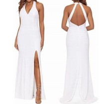 XSCAPE Women's Size 0 Long Scuba Halter Neck Gown Dress White NWT (soil)