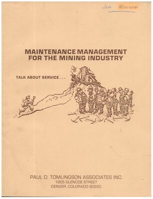 Maintenance Management for the Mining Industry PB 1984  W8