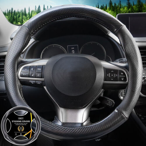 15" Car Steering Wheel Sports Carbon Fiber PU Leather | eBay
