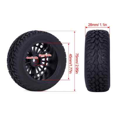 4Pcs Rally Tires & Wheels For 1/10 RC Cars | 12mm Hex Fit For HPI, HSP Models | Off-Road RC Upgrade