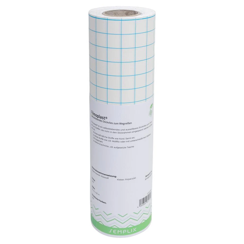 Semplix Filmoplast® (selbstkleb. Stickvlies zum Wegreißen/ weiß/ 33 cm x 25 m)