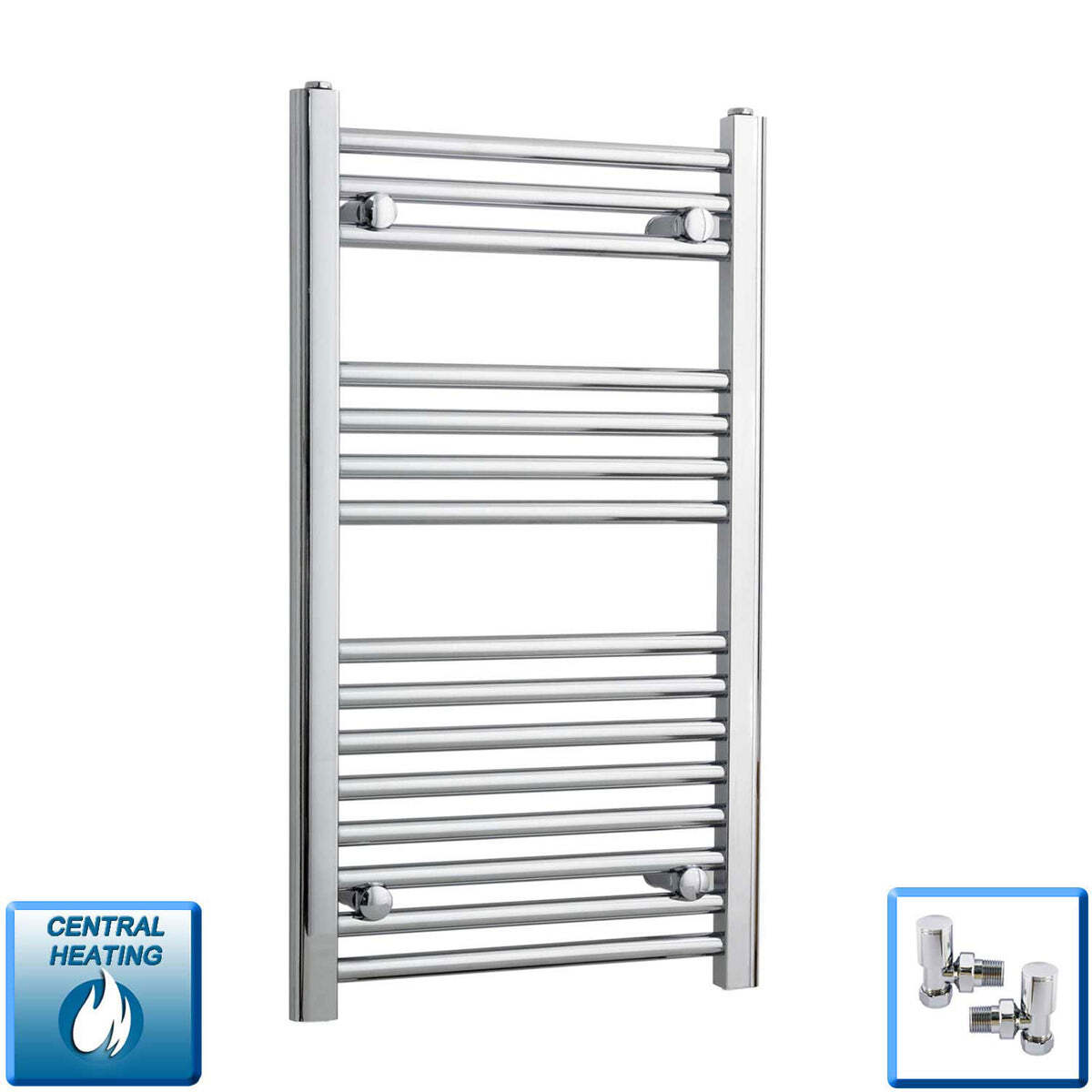 800 x 450 mm Chrome Heated Towel Rail Radiator Central Heating