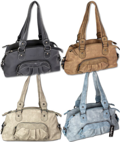 Damen Handtasche Umhängetasche Schultertasche City-Bag Trage-Tasche Blau Grau - Bild 1 von 14