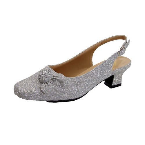 silver dress pumps wide width FLORAL Shelby Women's Wide Width Square-Toe Dress Pumps Black / 10 E