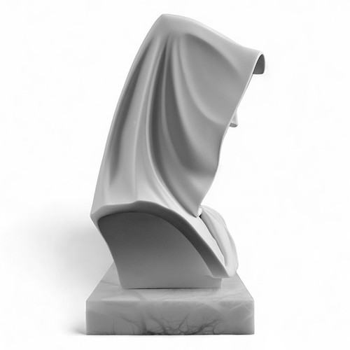 Busto Mater Castissima Scultura da Tavolo in Marmo Bianco Base Alabastro H 13cm - Picture 6 of 8