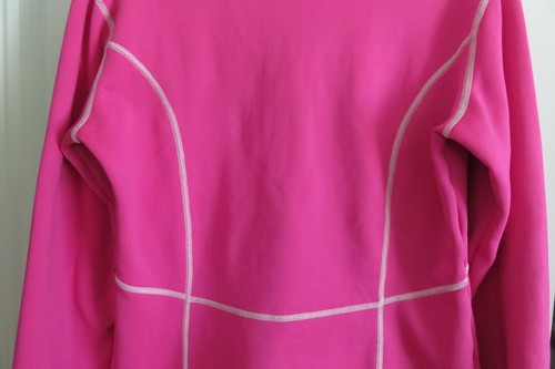 Obermeyer Pink Ski Pullover Zip Up Collar White Lines Size Small - Picture 8 of 13