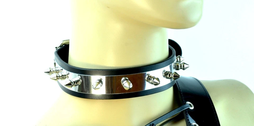 Шип металлический ошейник кожаный воротник панк-рок готический фетиш трэш металл Deth рок - Изображение 3 из 4