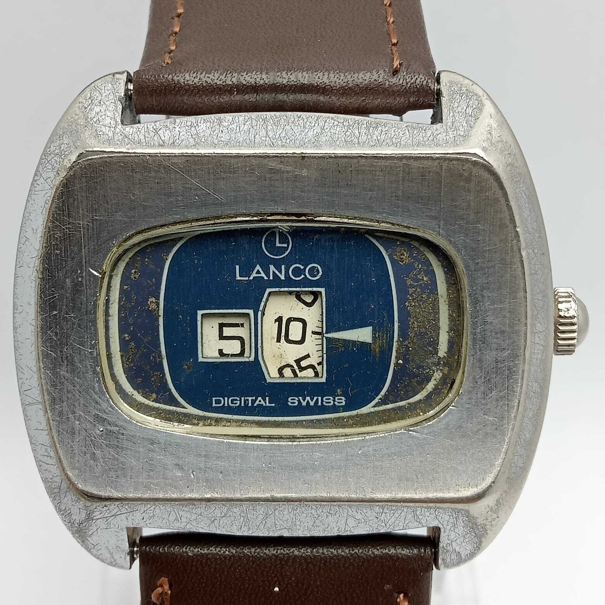 Lanco Digital 12342 Jump Hour Manual Winding Vintage Men's Watch